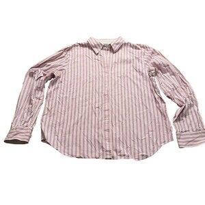 Lauren Ralph Lauren Women's Striped Blouse Pink Long Sleeve Large 100% cotton